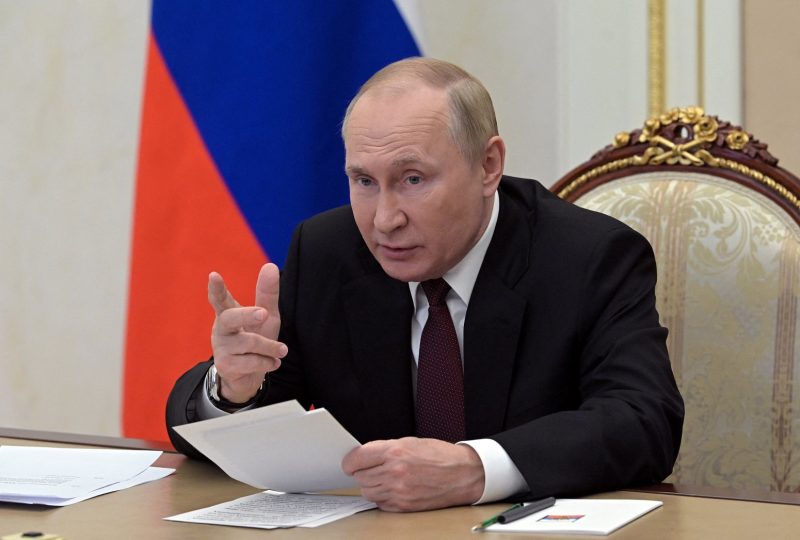 Russian President Vladimir Putin addresses heads of security and intelligence agencies of the Commonwealth of Independent States via a video link in Moscow Oct. 26, 2022. (CNS photo/Sputnik, Alexei Babushkin, Kremlin via Reuters)